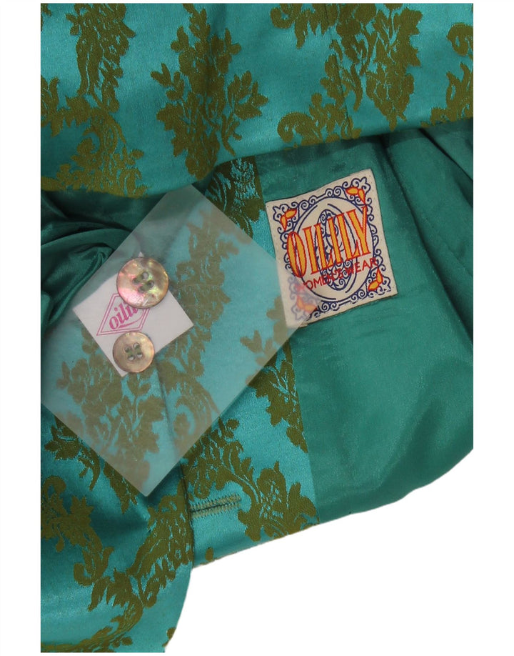 Oilily Womens Crop 2 Button Blazer Jacket EU 38 Medium Turquoise Paisley