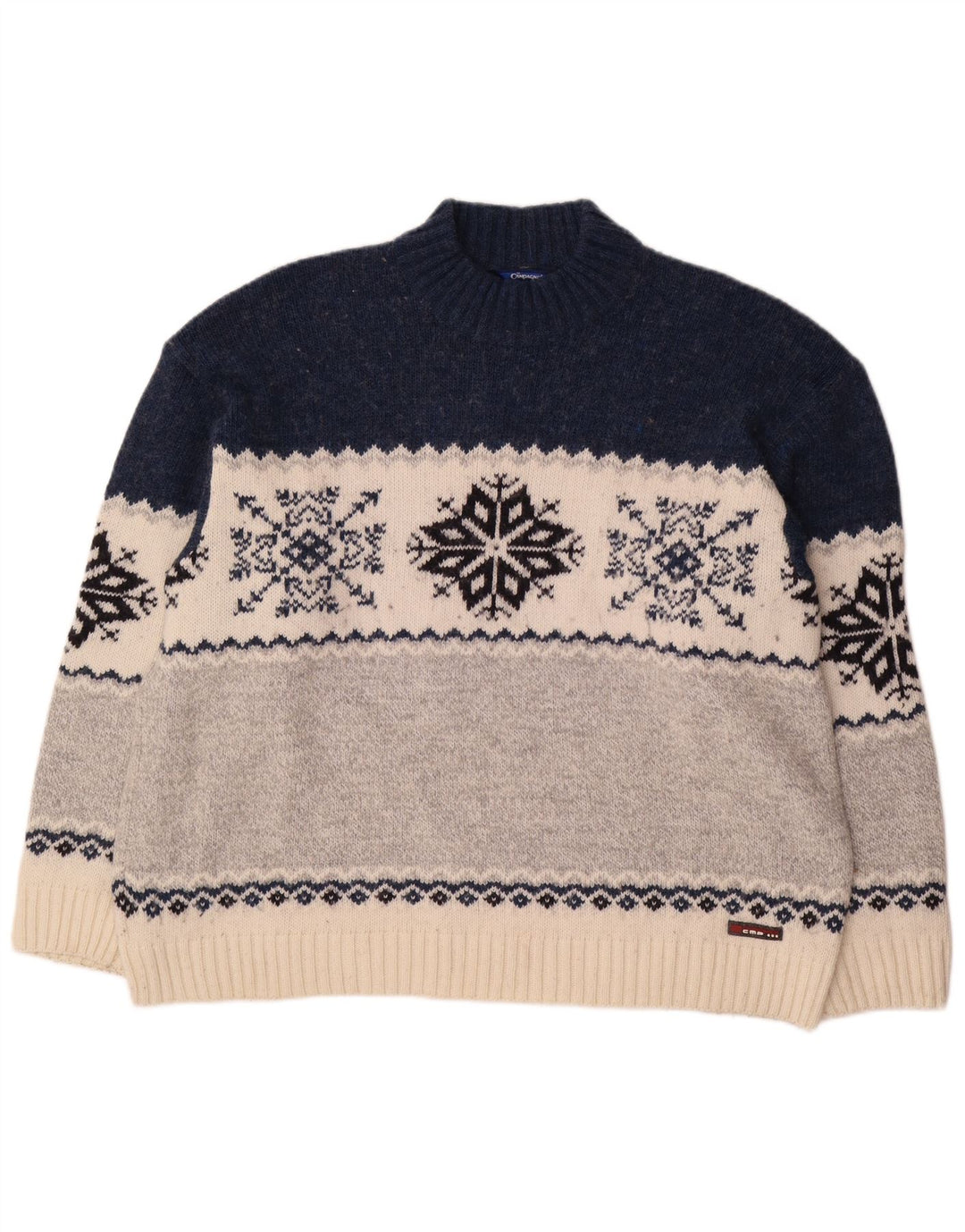 Campagnolo Mens Turtle Neck Jumper Sweater XL Multicoloured Fair Isle Wool