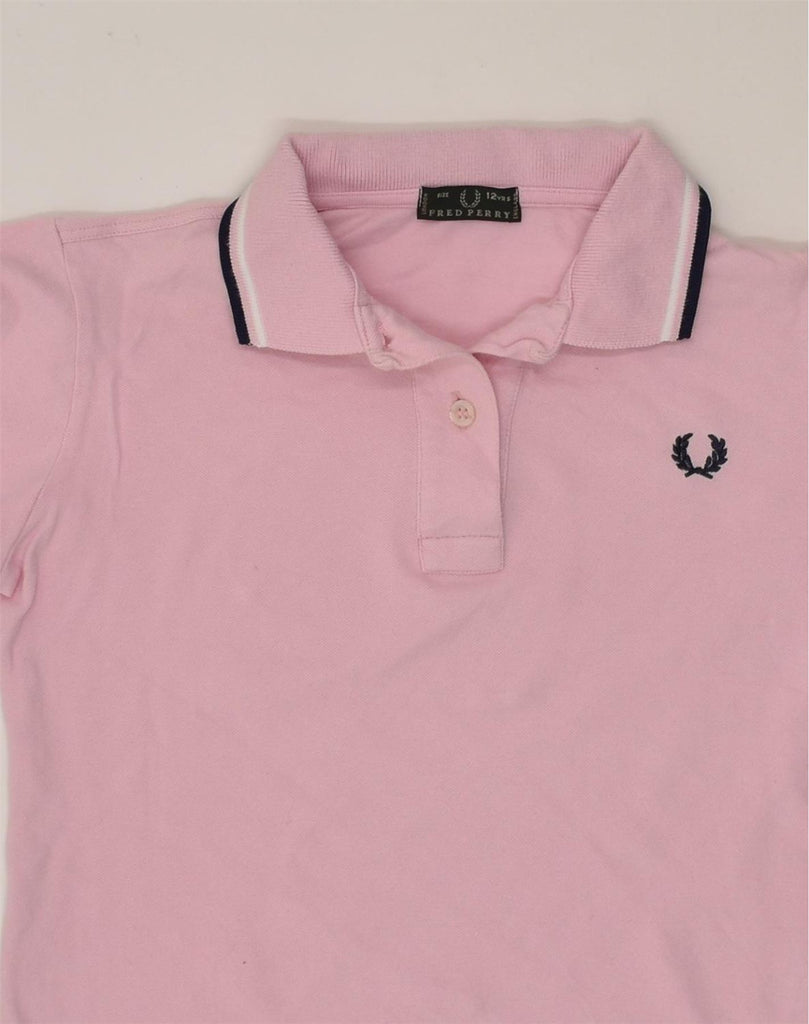 FRED PERRY Girls Long Sleeve Polo Shirt 11-12 Years Pink Cotton | Vintage Fred Perry | Thrift | Second-Hand Fred Perry | Used Clothing | Messina Hembry 