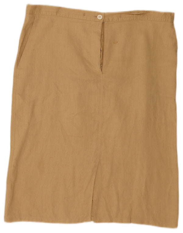 ELENA MIRO Womens Straight Skirt UK 14 Large W38 Beige Linen