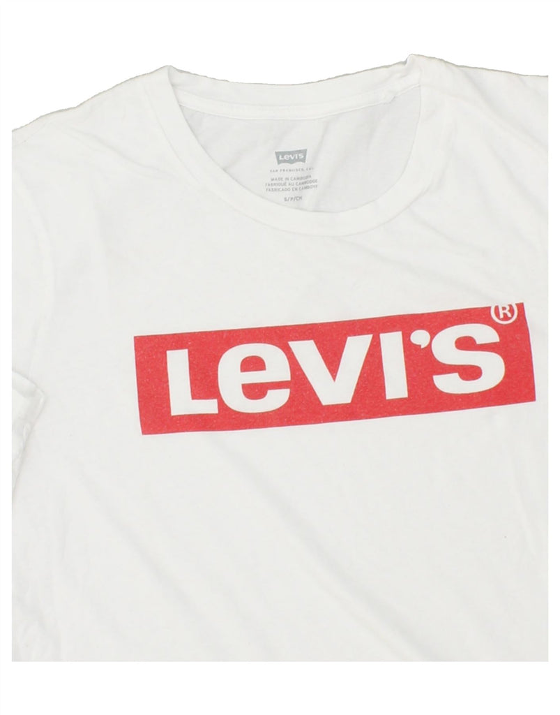 LEVI'S Womens Graphic T-Shirt Top UK 10 Small White Cotton Vintage Levi's and Second-Hand Levi's from Messina Hembry 