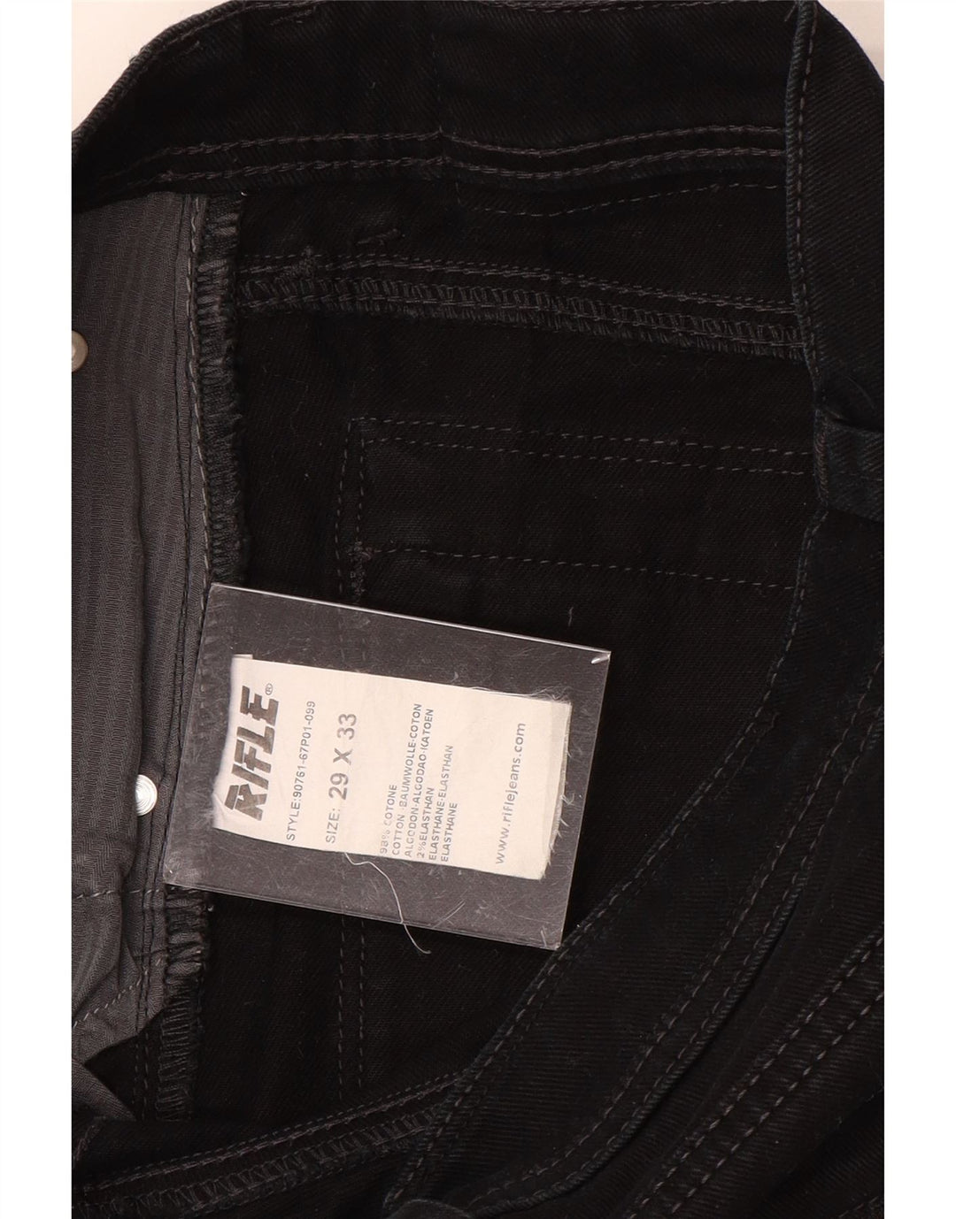 Rifle Mens Slim Jeans W29 L33 Black Cotton