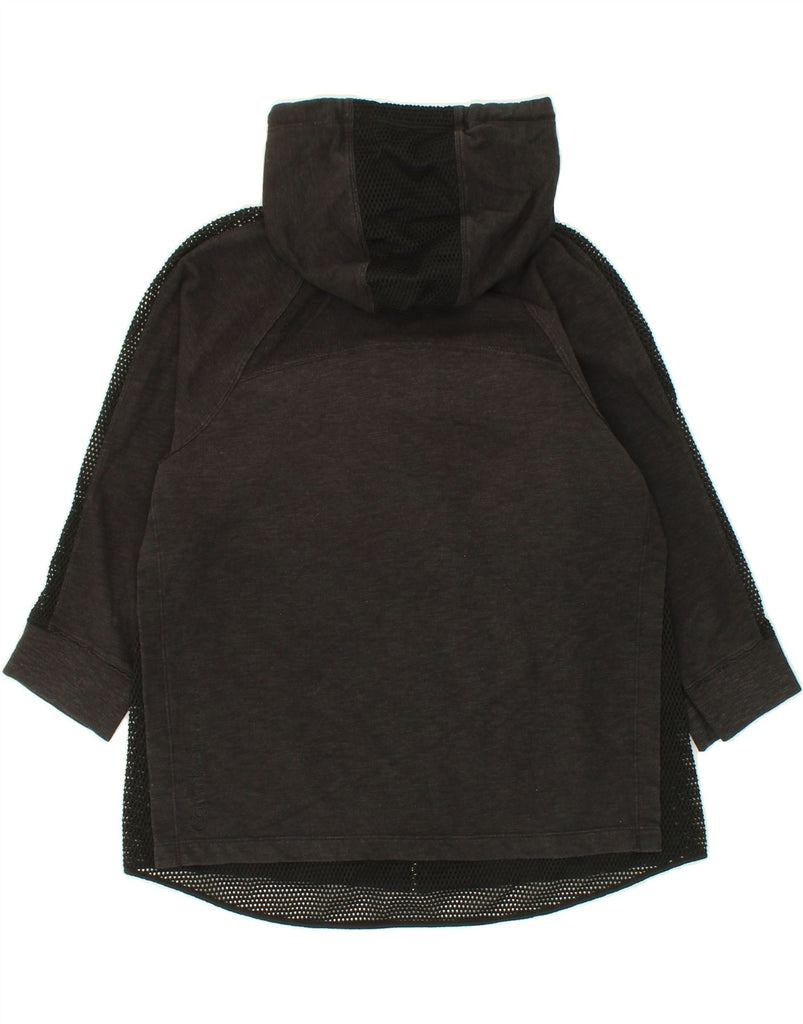 CALVIN KLEIN Womens 3/4 Sleeve Zip Hoodie Sweater UK 14 Medium Black | Vintage Calvin Klein | Thrift | Second-Hand Calvin Klein | Used Clothing | Messina Hembry 