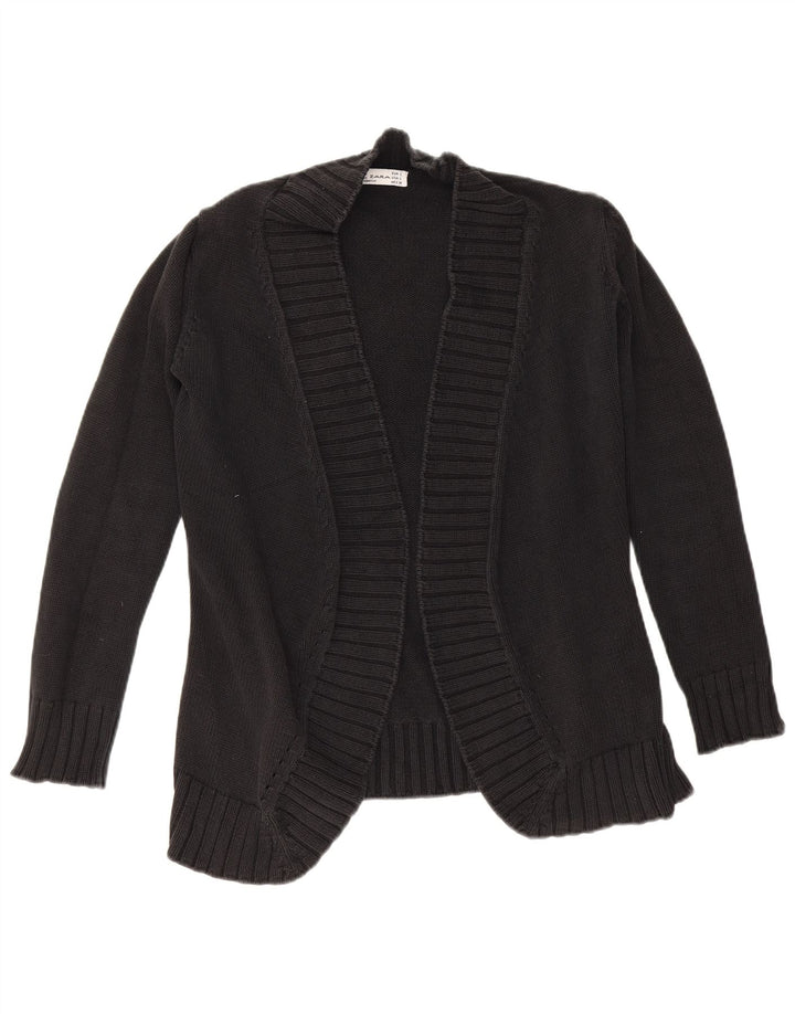 Zara Womens Open Cardigan Sweater UK 14 Large Black Cotton