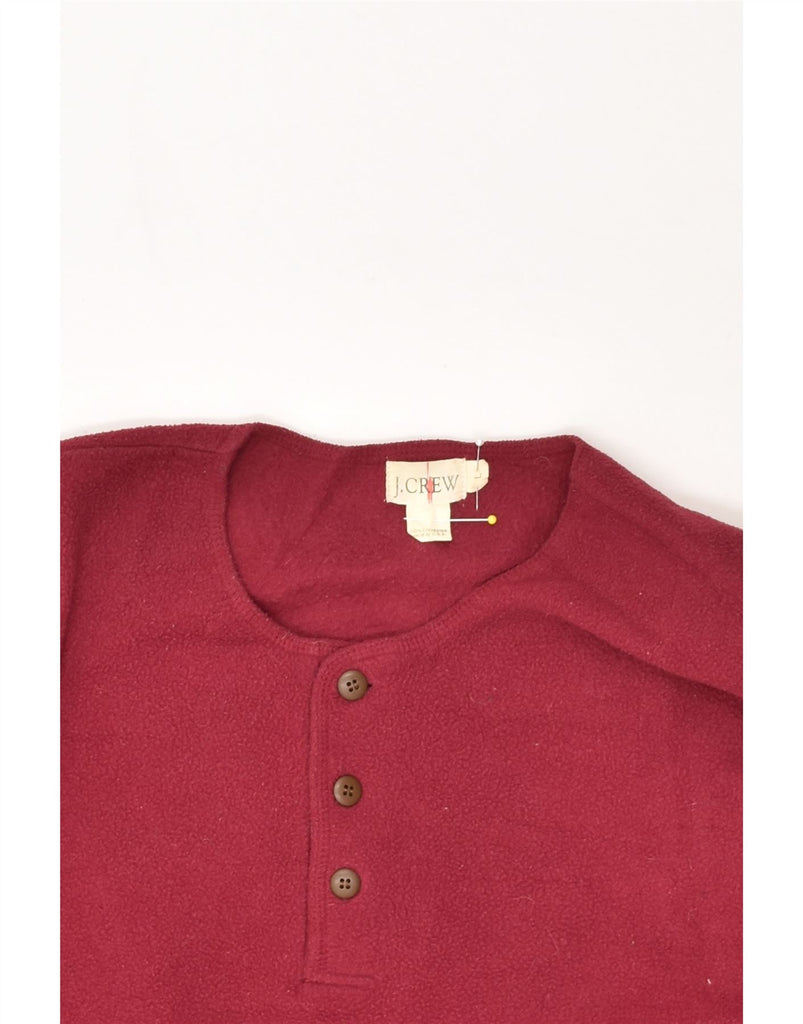 J. CREW Mens Button Neck Fleece Jumper Large Burgundy | Vintage J. Crew | Thrift | Second-Hand J. Crew | Used Clothing | Messina Hembry 