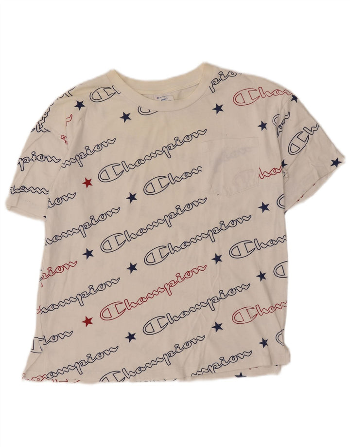 Champion Womens Oversized Graphic T-Shirt Top UK 10 Small White