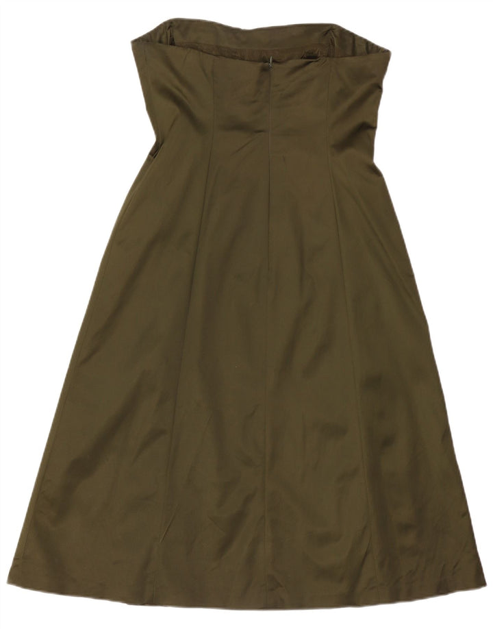 Coast Womens Strapless Dress UK 12 Medium Khaki Acetate