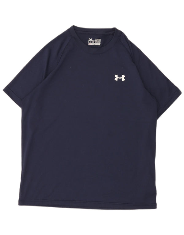 Under Armour Mens Heat Gear T-Shirt Top Medium Navy Blue Polyester