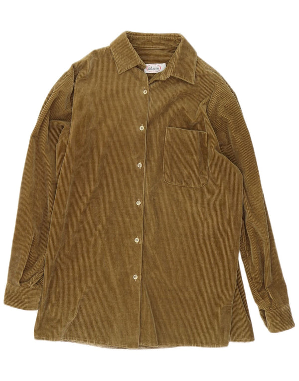 Vintage Womens Corduroy Shirt UK 18 XL Khaki Cotton