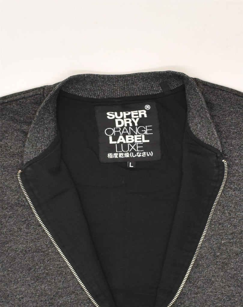 SUPERDRY Womens Tracksuit Top Jacket UK 16 Large Grey Cotton | Vintage Superdry | Thrift | Second-Hand Superdry | Used Clothing | Messina Hembry 