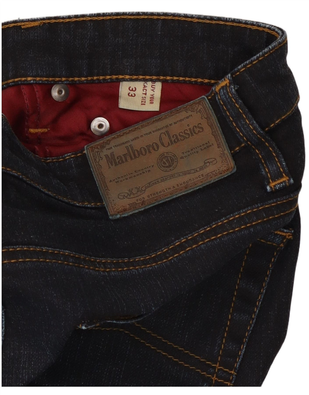 Marlboro Classics Womens Straight Jeans W33 L32 Navy Blue Cotton