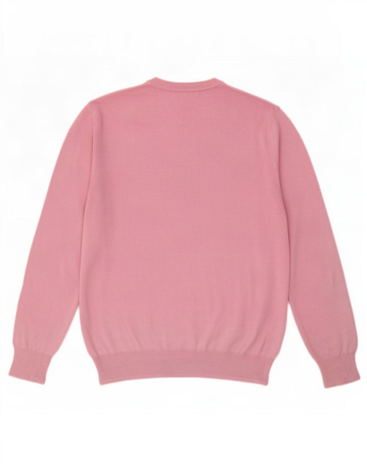 Zara Mens V-Neck Jumper Sweater Large Pink Cotton