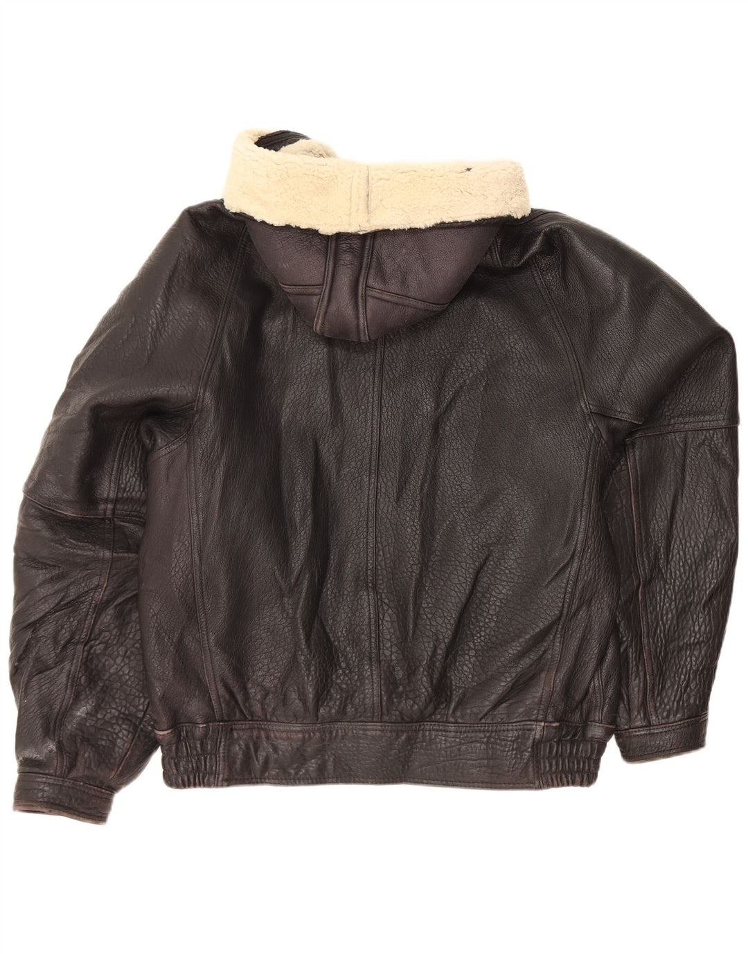 Vintage Mens Hooded Leather Jacket UK 42 XL Black