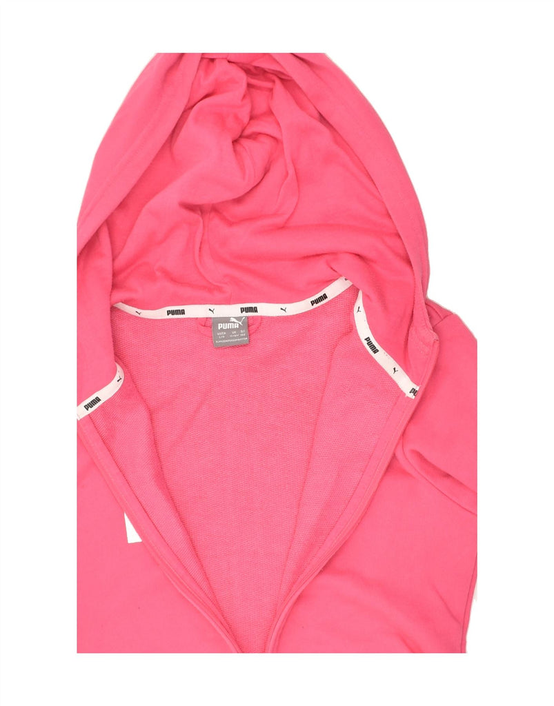 PUMA Girls Graphic Zip Hoodie Sweater 11-12 Years Large Pink Cotton | Vintage Puma | Thrift | Second-Hand Puma | Used Clothing | Messina Hembry 