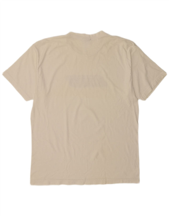 Reebok Mens Graphic T-Shirt Top Large Off White Cotton