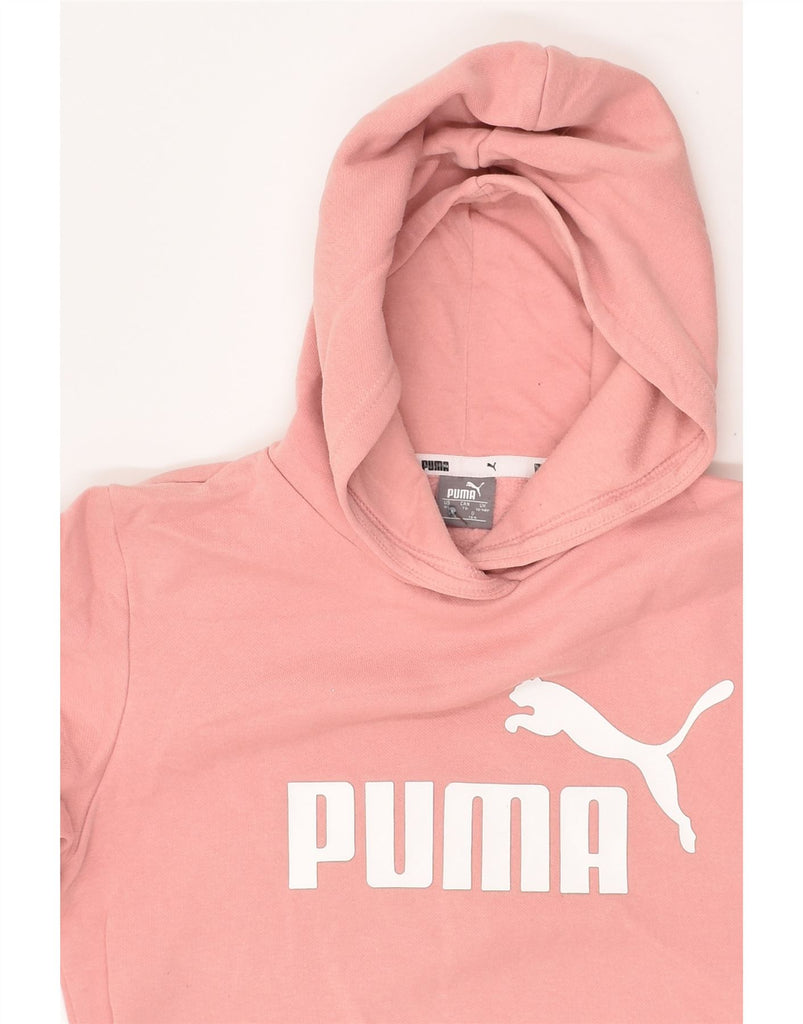 PUMA Girls Graphic Hoodie Jumper 13-14 Years Pink Cotton | Vintage Puma | Thrift | Second-Hand Puma | Used Clothing | Messina Hembry 