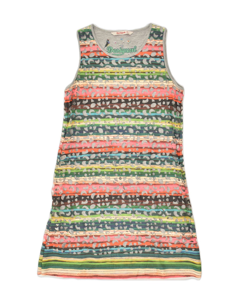 DESIGUAL Womens Basic Dress UK 14 Medium Multicoloured Striped Polyester | Vintage Desigual | Thrift | Second-Hand Desigual | Used Clothing | Messina Hembry 