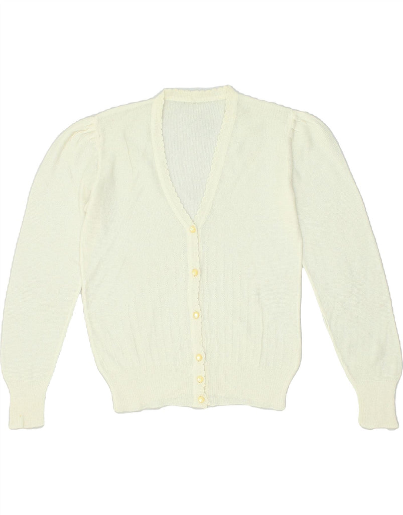 VINTAGE Womens Cardigan Sweater UK 12 Medium Beige | Vintage Vintage | Thrift | Second-Hand Vintage | Used Clothing | Messina Hembry 