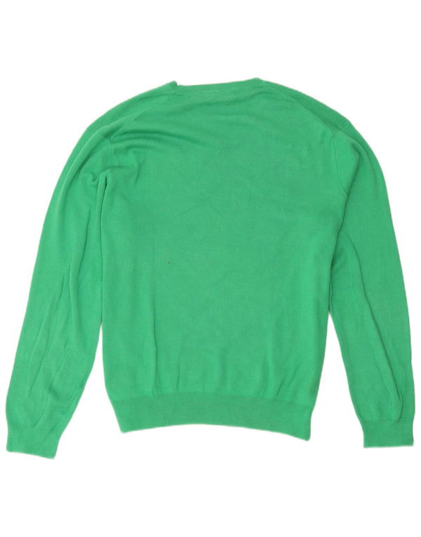Polo Ralph Lauren Mens V-Neck Jumper Sweater Large Green Cotton