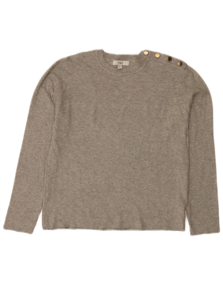 Marks & Spencer Womens Top Long Sleeve UK 12 Medium Grey Viscose