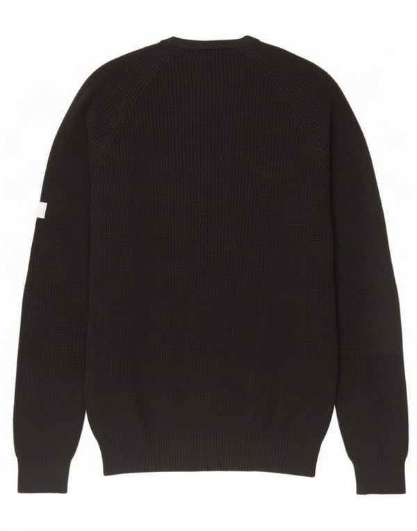 Zara Mens Crew Neck Jumper Sweater Large Black Cotton
