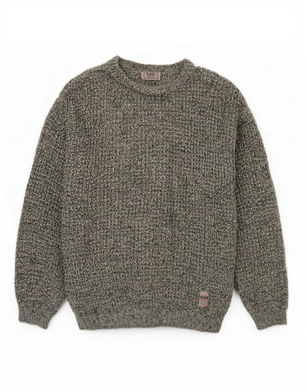 Lee Mens Boat Neck Jumper Sweater XL Grey Flecked