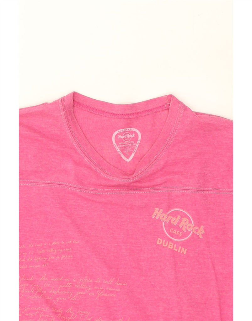 HARD ROCK CAFE Womens Dublin Graphic T-Shirt Top UK 14 Large Pink Cotton | Vintage Hard Rock Cafe | Thrift | Second-Hand Hard Rock Cafe | Used Clothing | Messina Hembry 