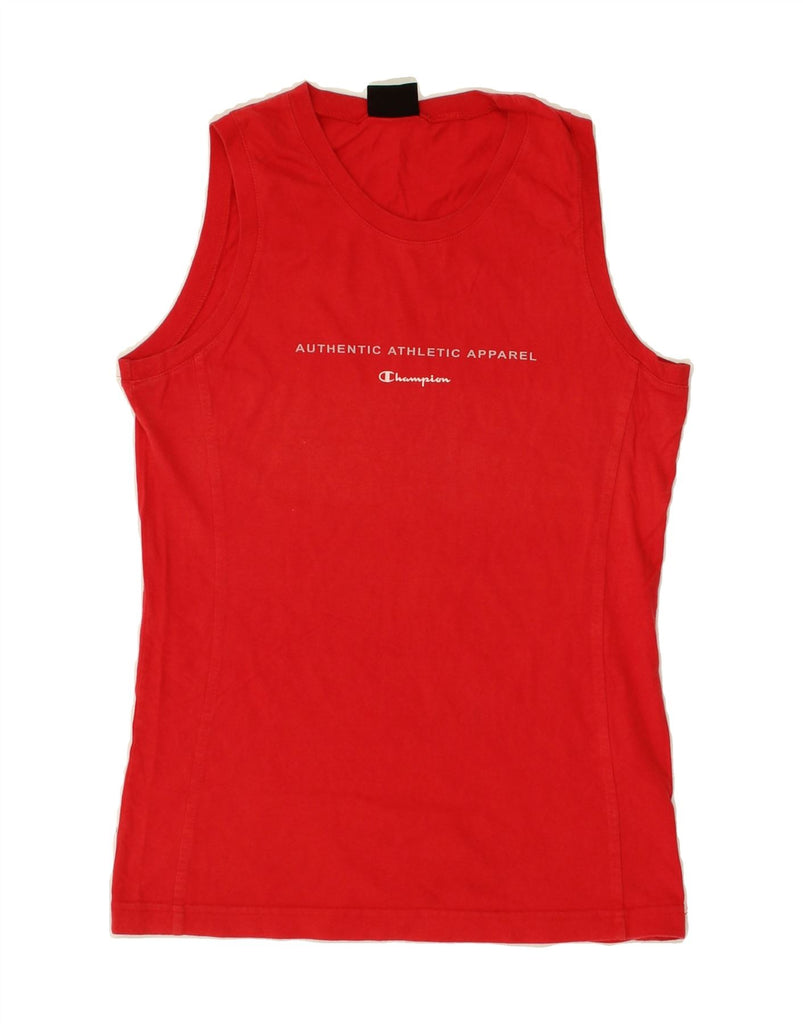 CHAMPION Womens Graphic Vest Top UK 12 Medium Red Cotton | Vintage Champion | Thrift | Second-Hand Champion | Used Clothing | Messina Hembry 