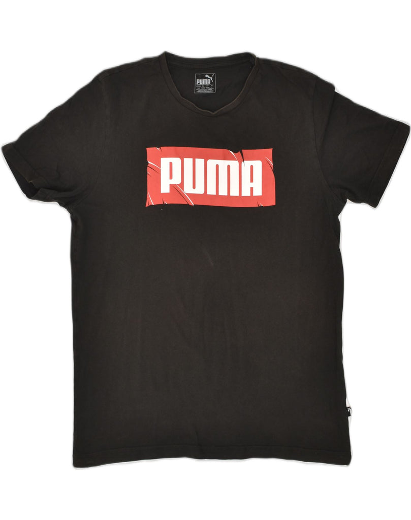 PUMA Mens Graphic T-Shirt Top Medium Black Cotton | Vintage Puma | Thrift | Second-Hand Puma | Used Clothing | Messina Hembry 