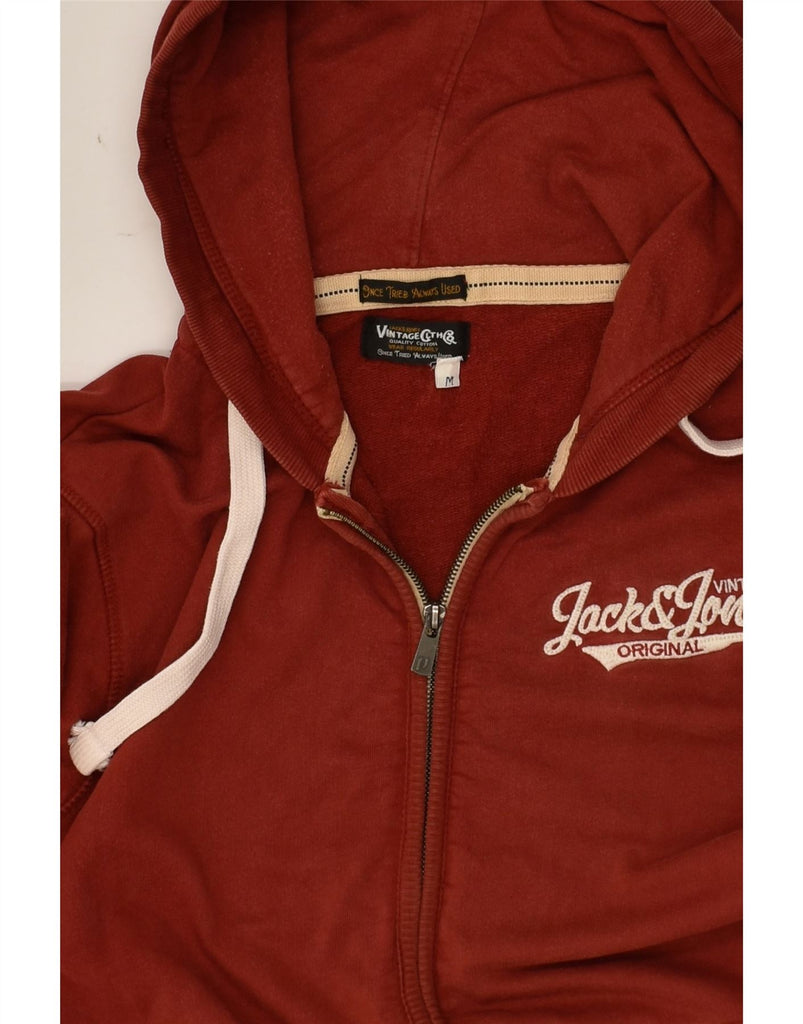 JACK & JONES Mens Zip Hoodie Sweater Medium Maroon | Vintage Jack & Jones | Thrift | Second-Hand Jack & Jones | Used Clothing | Messina Hembry 