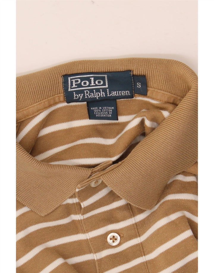Polo Ralph Lauren Mens Polo Shirt Small Brown Striped Cotton