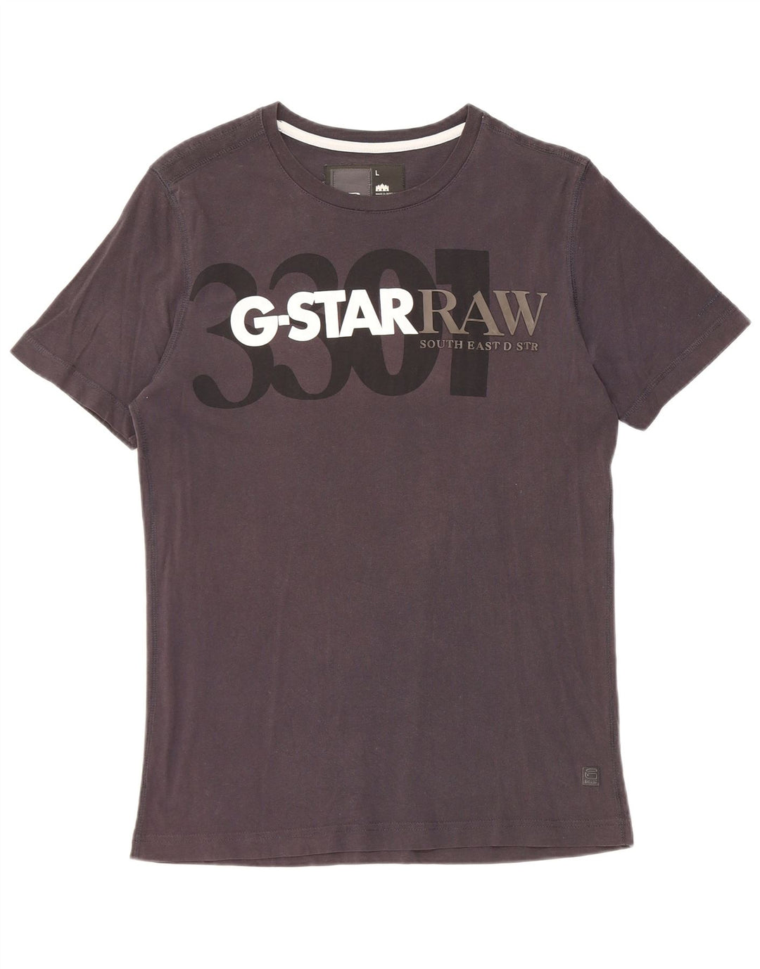 G-Star Mens 3301 Graphic T-Shirt Top Large Black Cotton