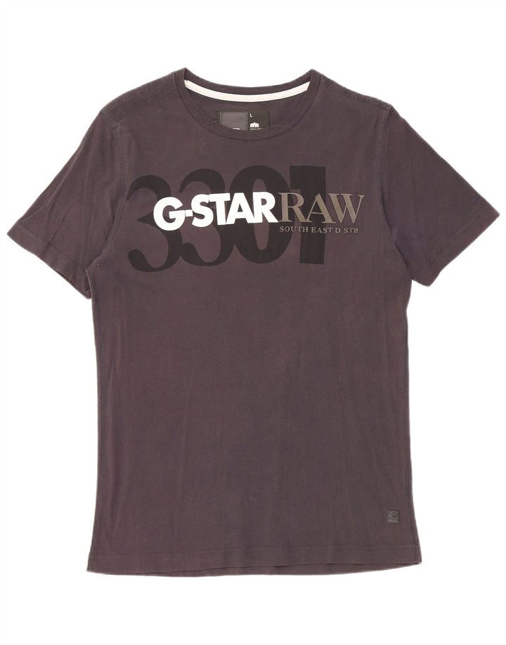 G-Star Mens 3301 Graphic T-Shirt Top Large Black Cotton