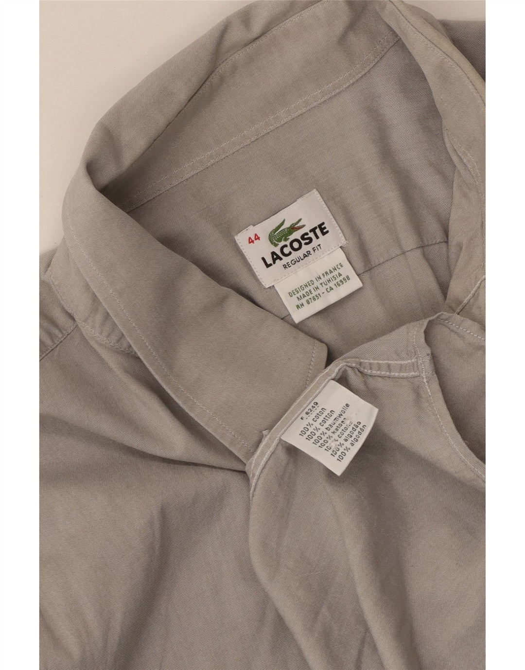 Lacoste Mens Regular Fit Shirt Size 44 XL Grey Cotton