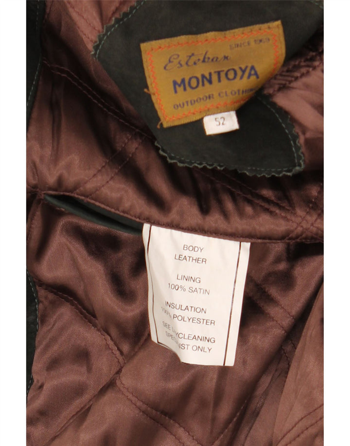 VINTAGE Mens Leather Coat IT 52 XL Black Leather