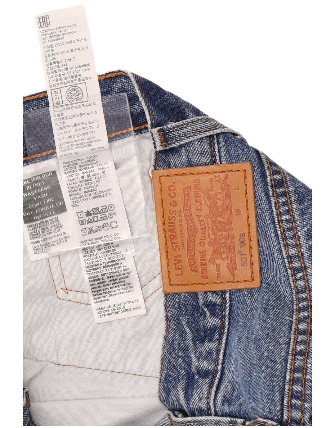 Levi's Womens 501 Straight Jeans W26 L30 Blue Cotton 90s