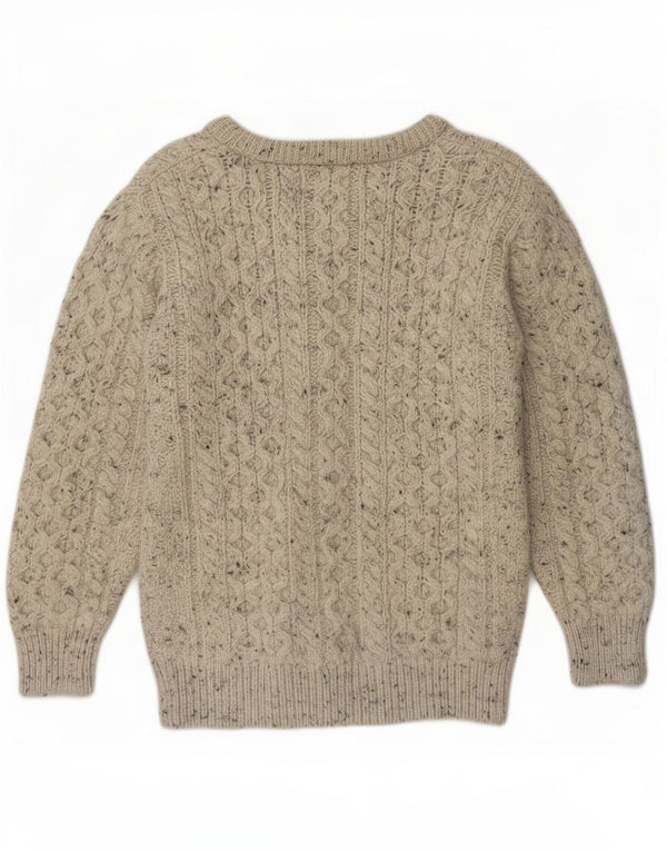 Aran Crafts Womens Cardigan Sweater UK 10 Small Grey Flecked Wool