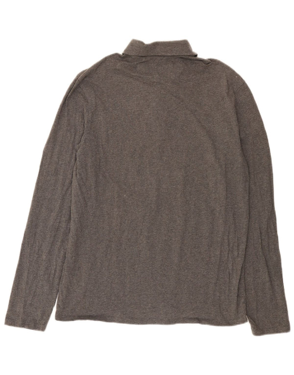 Guess Mens Long Sleeve Polo Shirt Large Grey Cotton