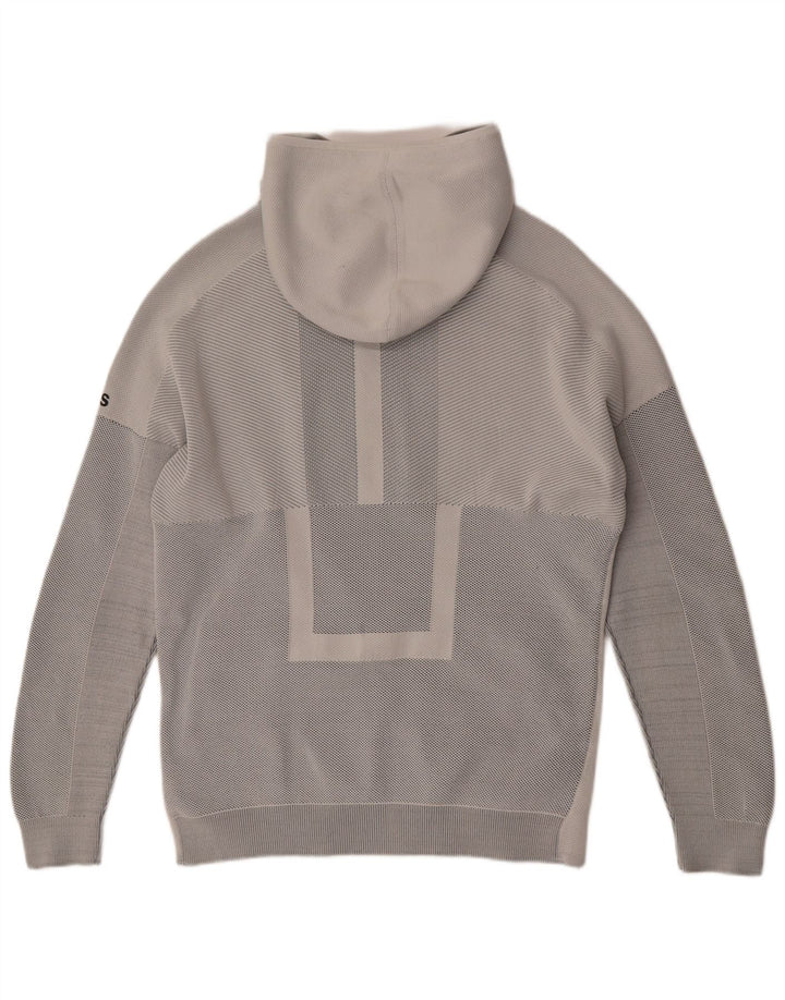 ADIDAS Mens Zip Hoodie Sweater Medium Grey Pinstripe