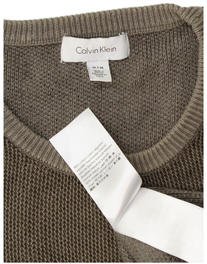 Calvin Klein Mens Crew Neck Jumper Sweater Medium Grey Cotton