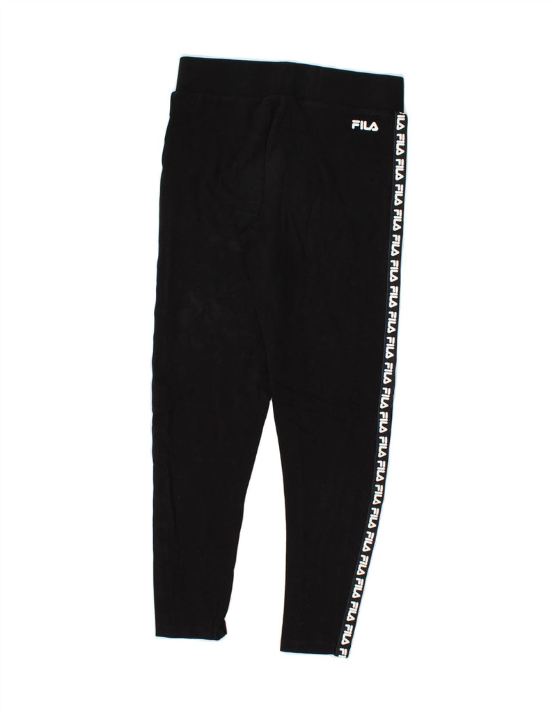 FILA Womens Graphic Leggings UK 12 Medium Black Vintage Fila and Second-Hand Fila from Messina Hembry 