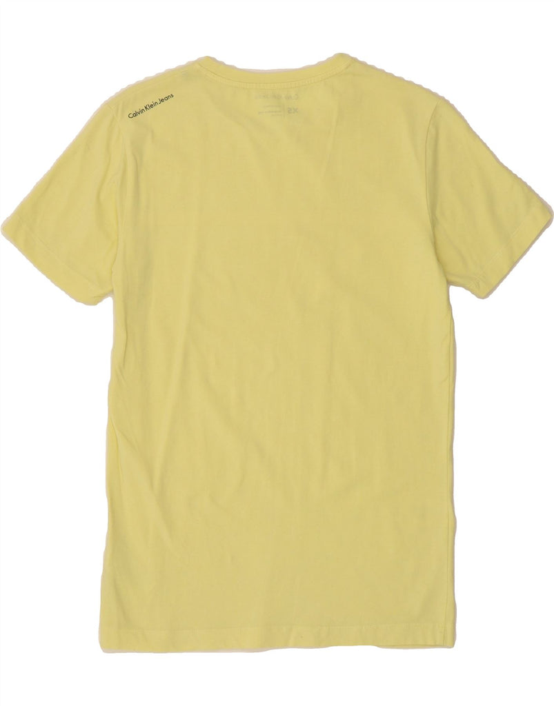 CALVIN KLEIN JEANS Mens Graphic T-Shirt Top XS Yellow Cotton Vintage Calvin Klein Jeans and Second-Hand Calvin Klein Jeans from Messina Hembry 