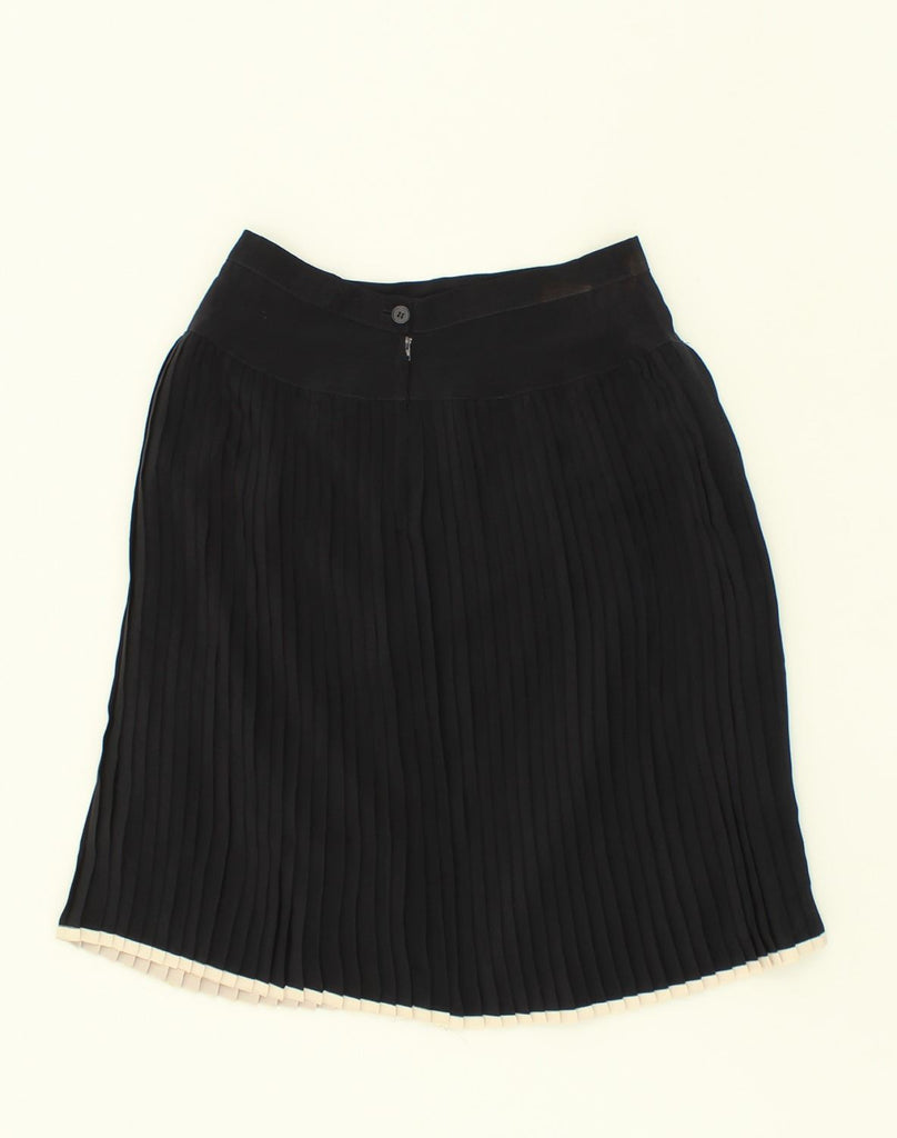 VINTAGE Womens High Waist Pleated Skirt W28 Medium  Black Polyester | Vintage Vintage | Thrift | Second-Hand Vintage | Used Clothing | Messina Hembry 