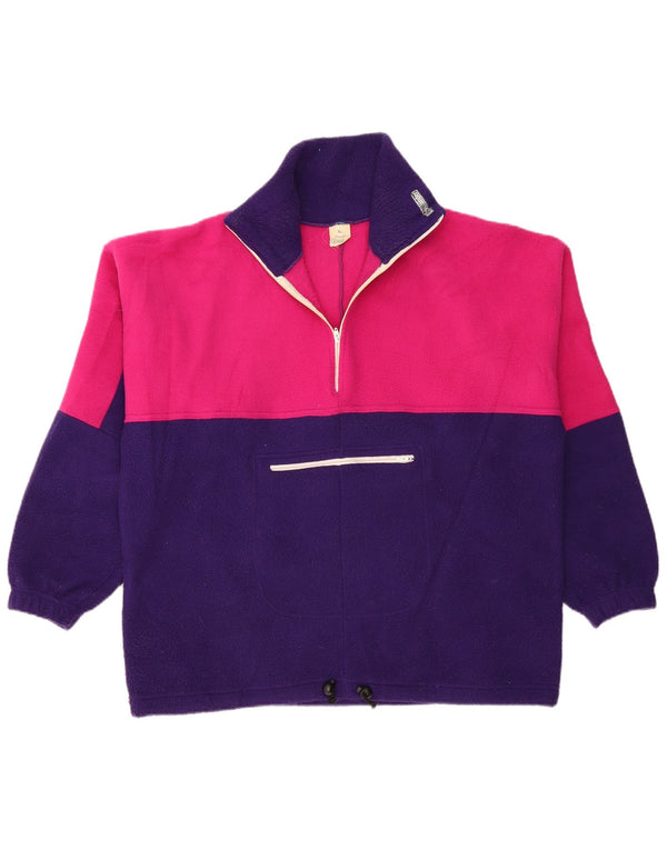 ALEXANDER Mens Zip Neck Fleece Jumper XL Purple Colourblock Polyester