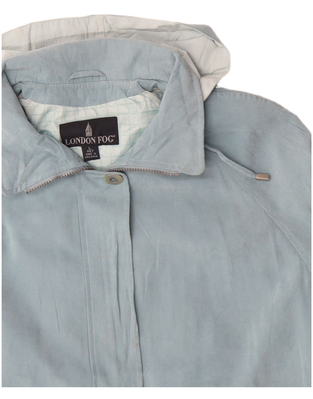 LONDON FOG Womens Hooded Windbreaker Jacket UK 16 Large Blue Polyester