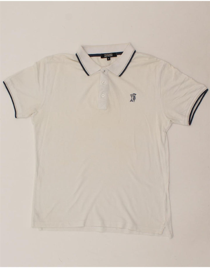 TRUSSARDI Mens Polo Shirt Medium White Vintage Trussardi and Second-Hand Trussardi from Messina Hembry 