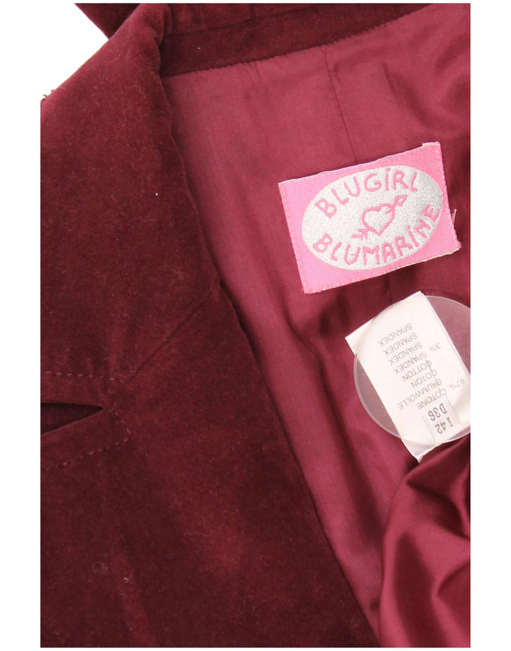 Blugirl Blumarine Womens 1 Button Blazer Jacket IT 42 Medium Burgundy