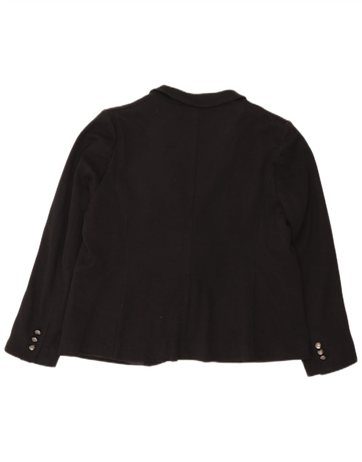 Marks & Spencer Womens 1 Button Blazer Jacket UK 20 2XL Black Cotton