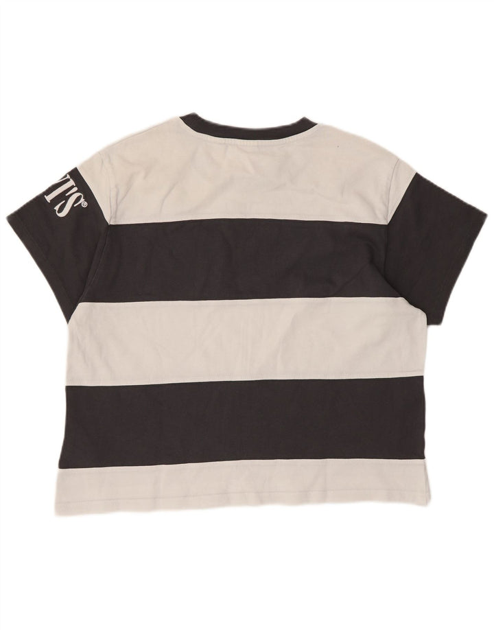 Levi's Womens Crop Oversized Graphic T-Shirt Top UK 6 XS Black Striped