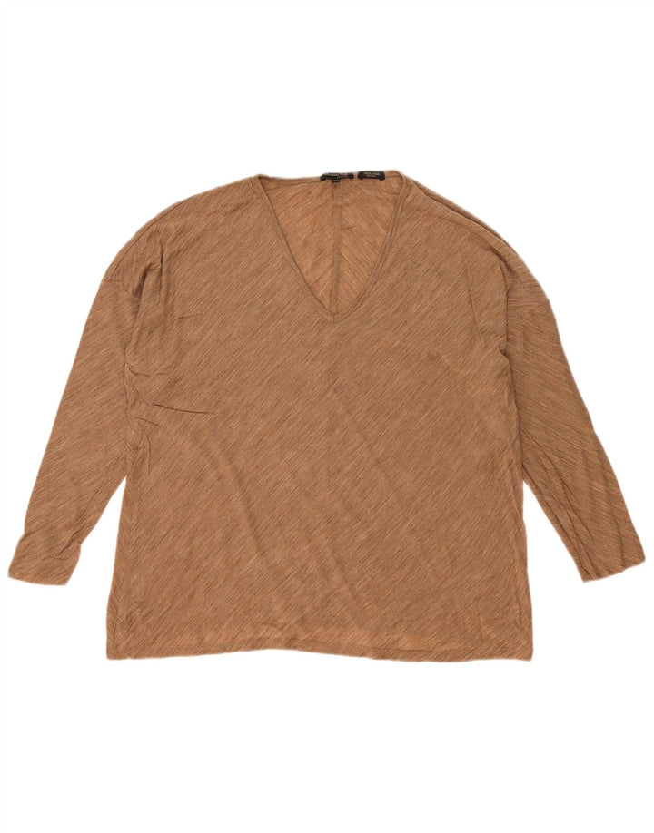 Massimo Dutti Womens Oversized Top Long Sleeve UK 10 Small Beige Flecked